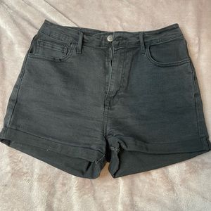 Black denim shorts